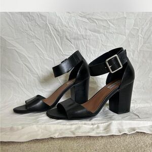 Black Ankle Strap Heeled Sandals